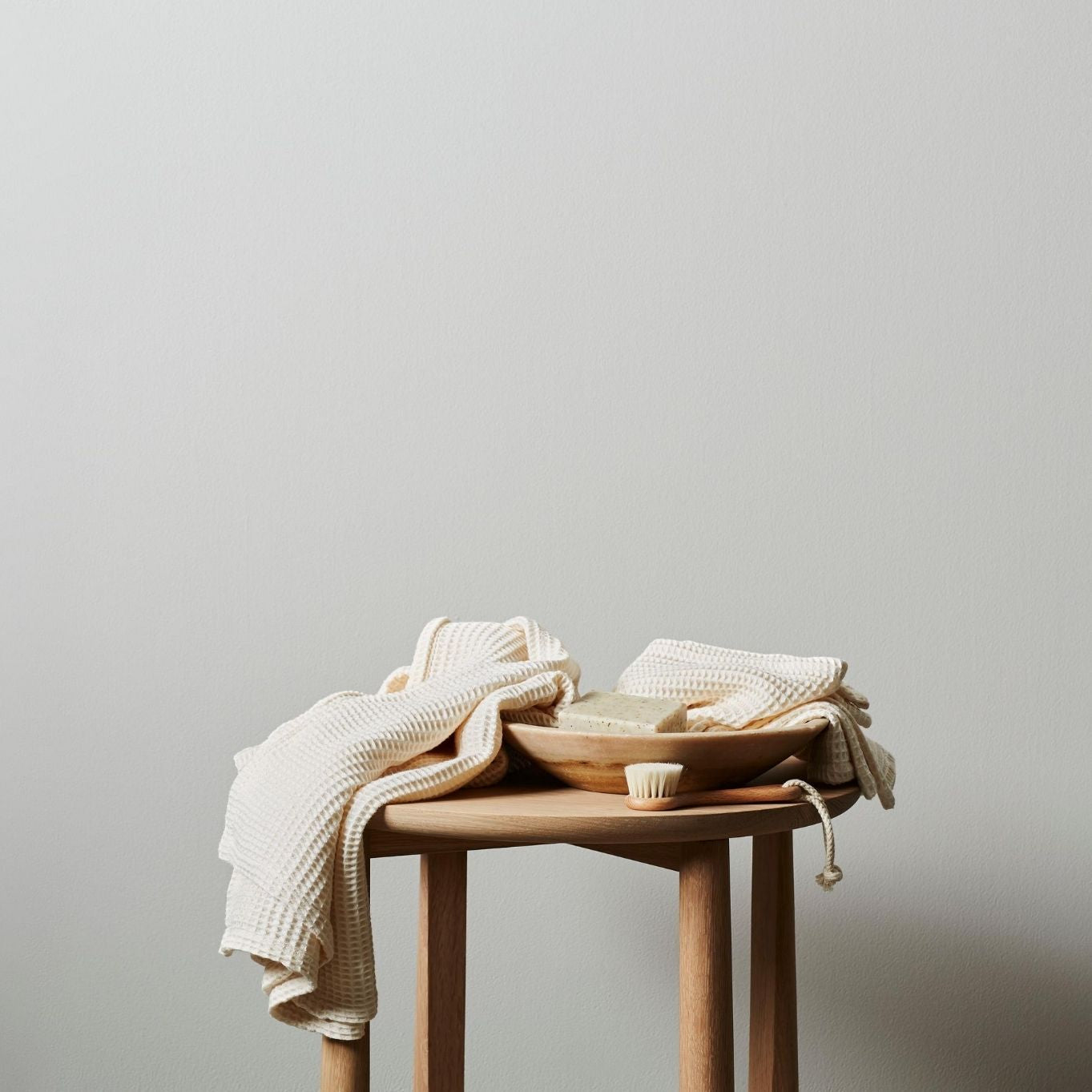 Natural | Waffle Towel Set Made With 100% Organic Bamboo #Color_natural