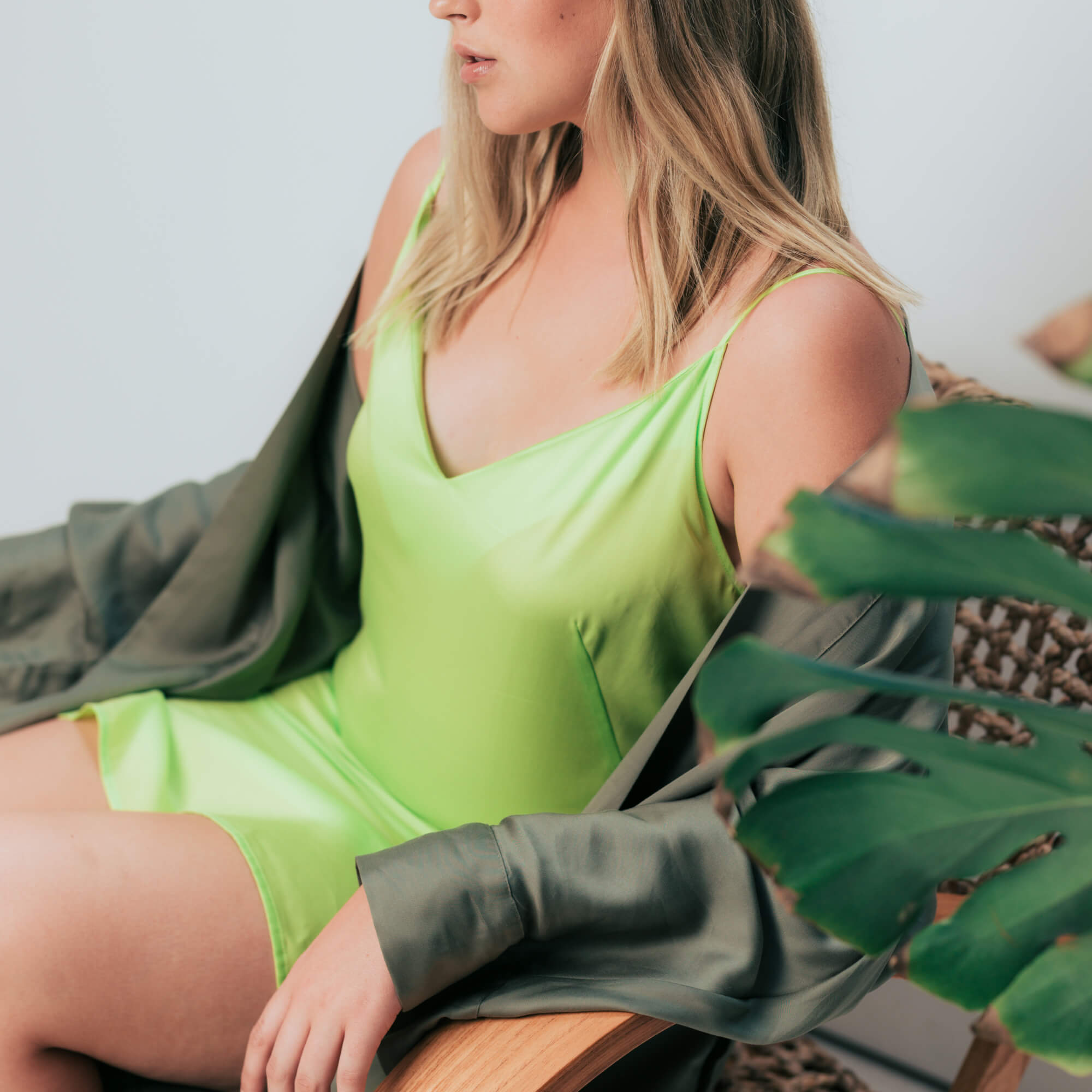 Moss | Signature Sateen Robe Made With 100% Organic Bamboo #Color_moss