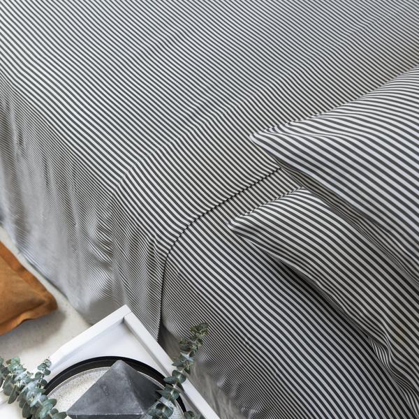 Slate Stripes | Signature Sateen Flat Sheet Made With 100% Organic Bamboo #Color_slatestripes
