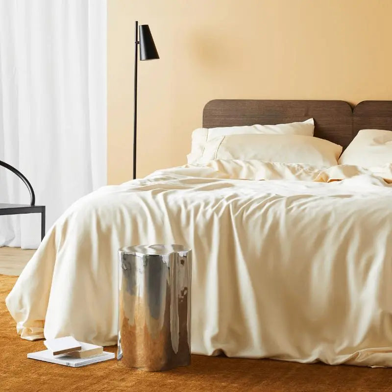 A gentle accent in butter, these bamboo sheets soften the space with quiet elegance and breathable comfort