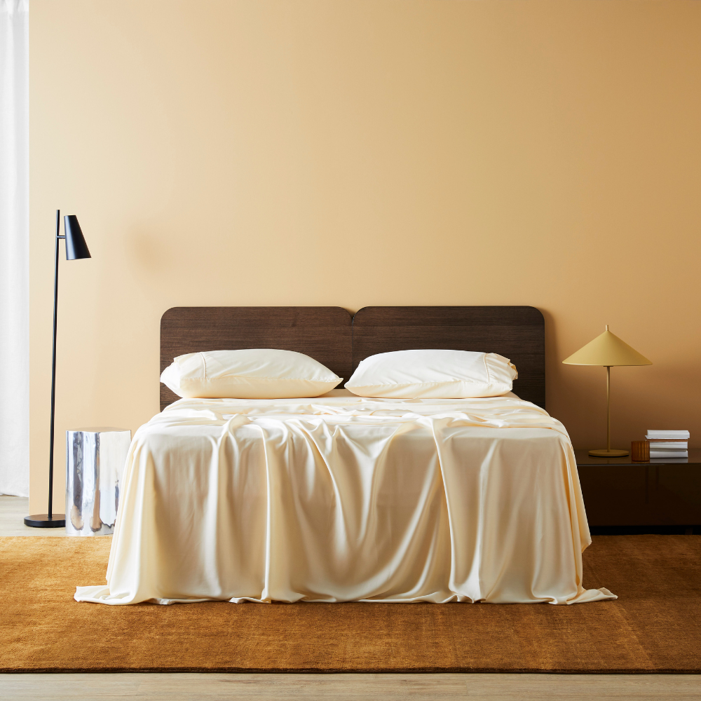 Butter | Signature Sateen Sheet Set Made with 100% Bamboo Lyocell #Color_butter