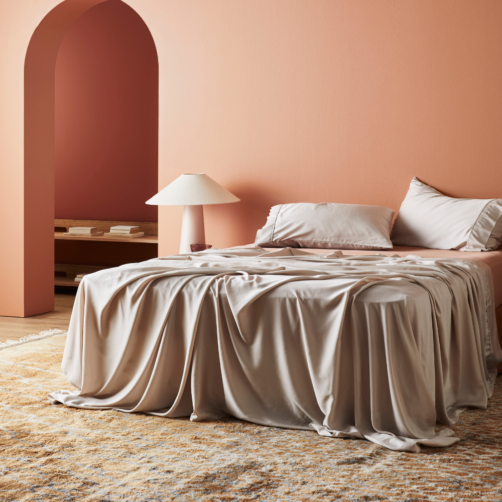 Sand | Signature Sateen Sheet Set Made with 100% Bamboo Lyocell #Color_sand