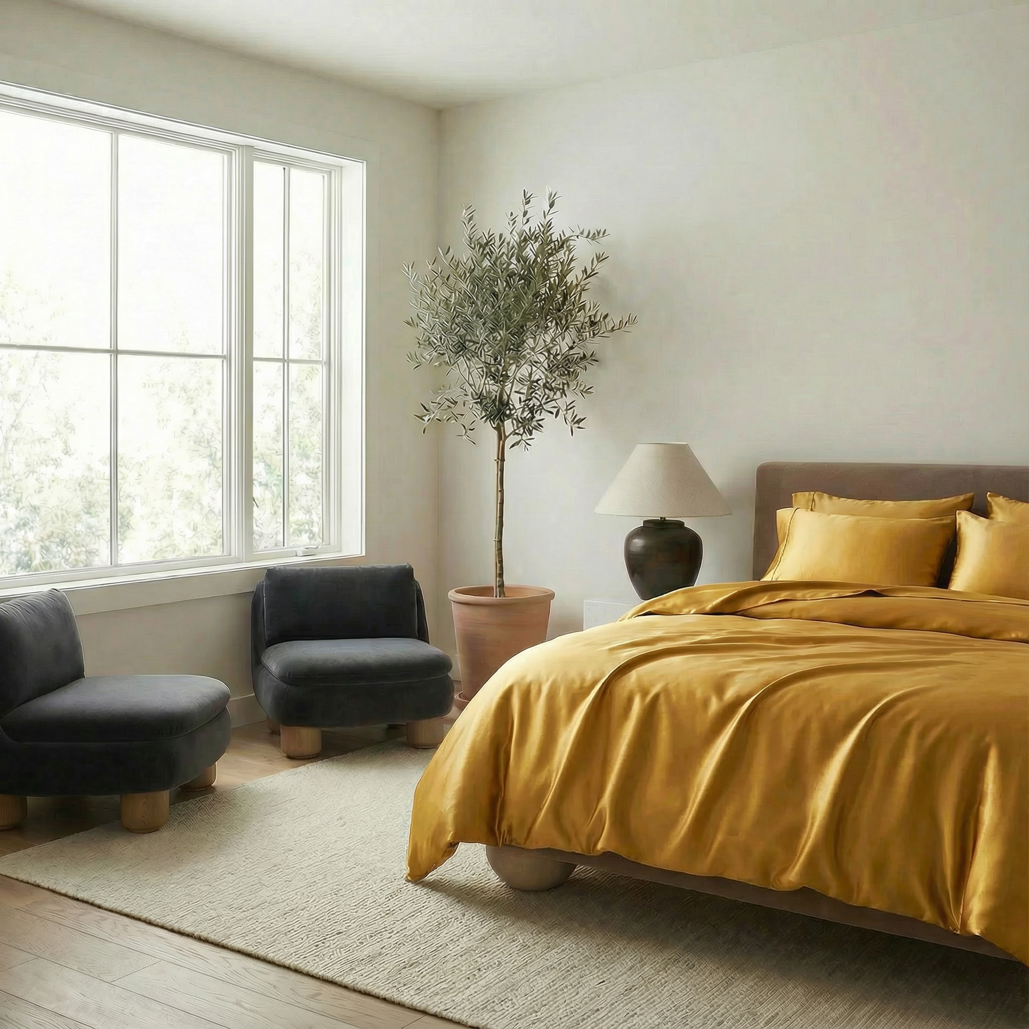 Brighten your bedroom with the warm glow of this brass duvet.