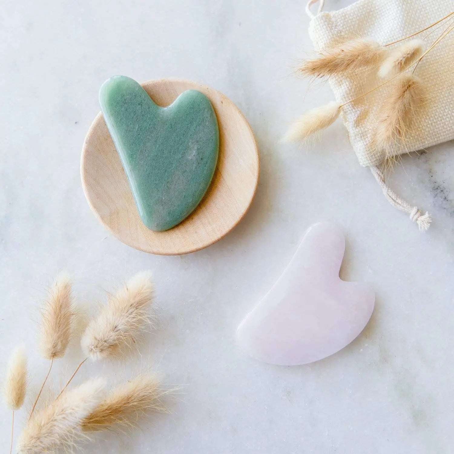 Gua Sha Facial Lifting Tool - Zero Waste Jade & Rose Quartz