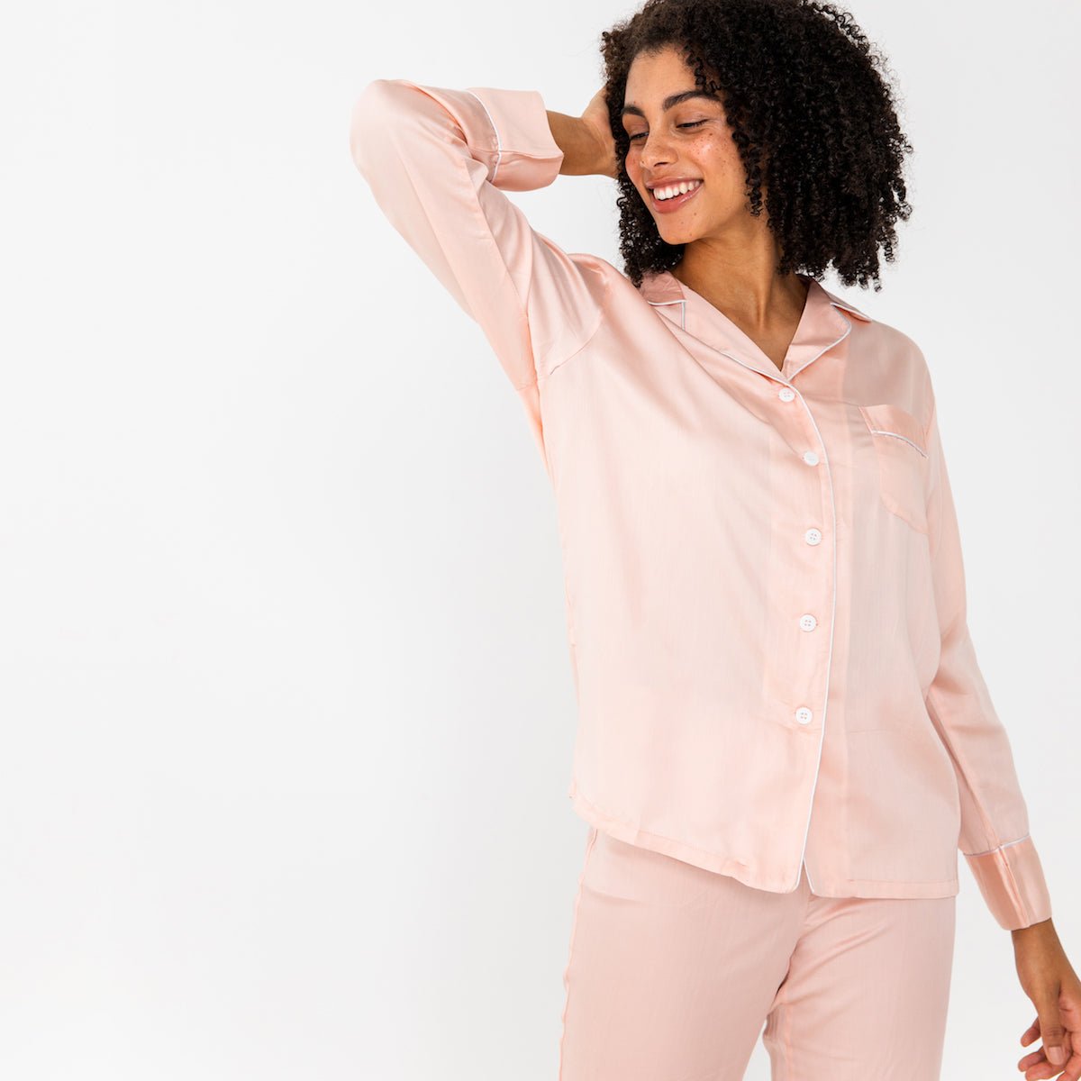 Cloud Pink | Long Sleeve PJ Shirt Made With Bamboo #Color_cloudpink