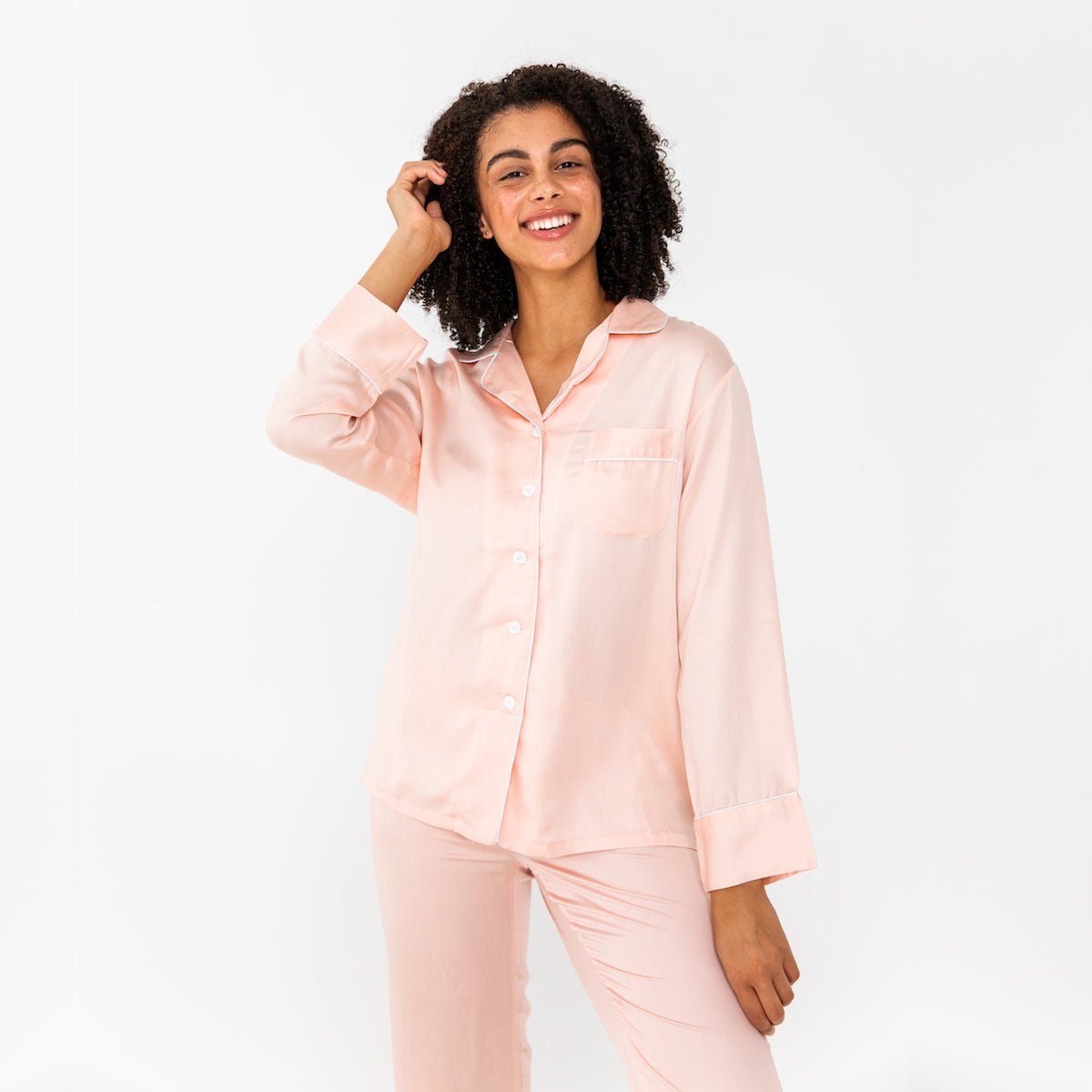Cloud Pink | Long Sleeve PJ Shirt Made With Bamboo #Color_cloudpink