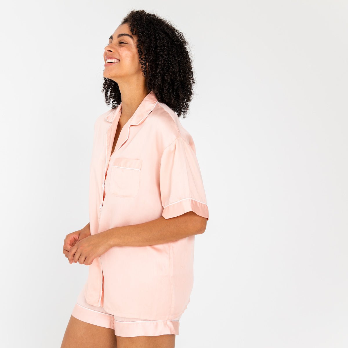 Cloud Pink | Short Sleeve PJ Shirt Made With Bamboo #Color_cloudpink