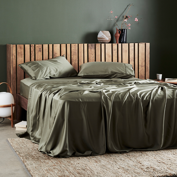 Moss | Signature Sateen Sheet Set Made with 100% Bamboo Lyocell #Color_moss