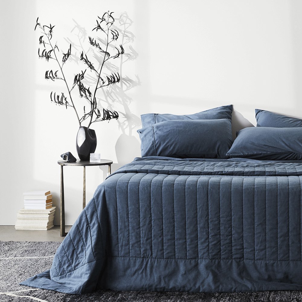 Ink | Linen+ Coverlet Made with Organic Bamboo Hemp #Color_ink