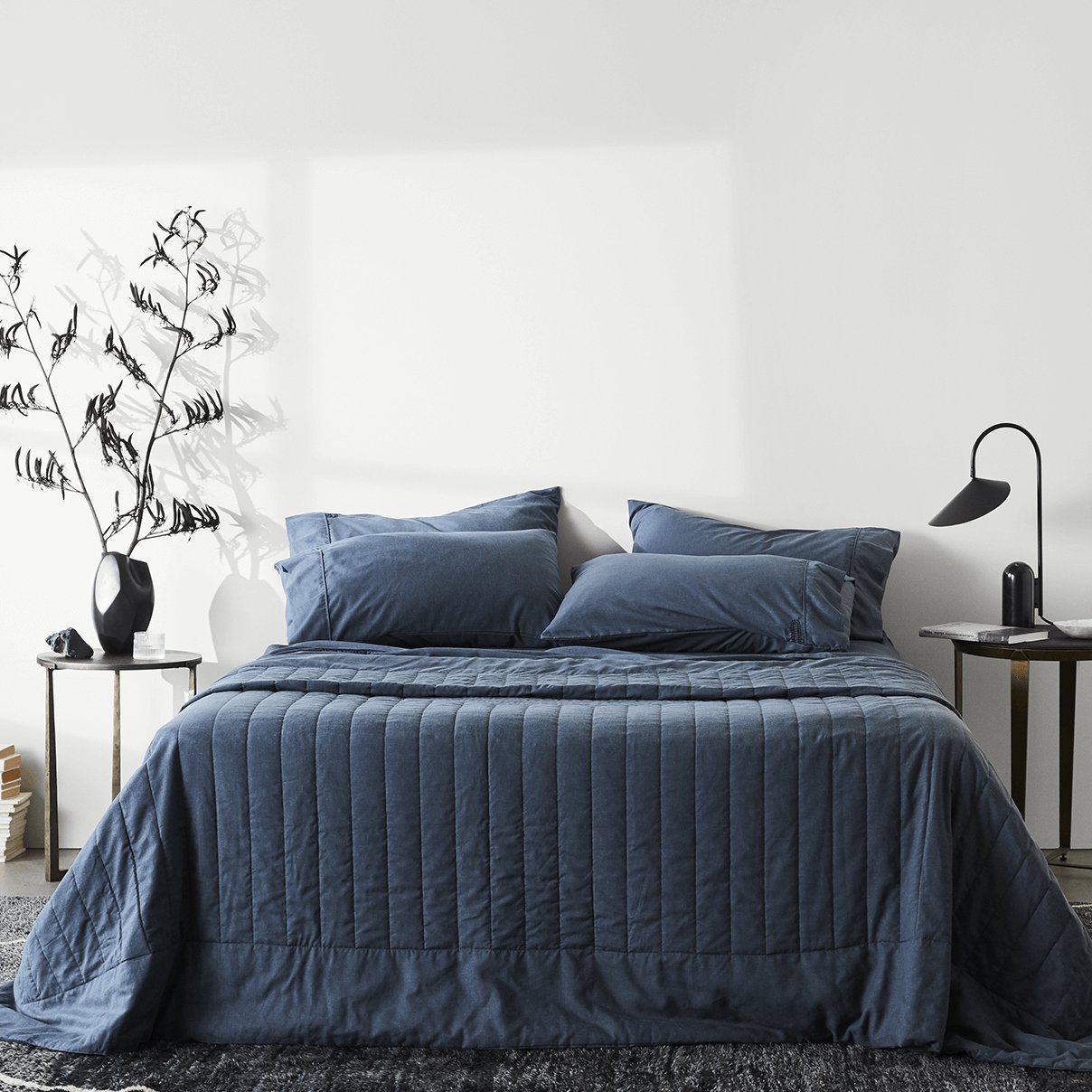Ink | Linen+ Coverlet Made with Organic Bamboo Hemp #Color_ink