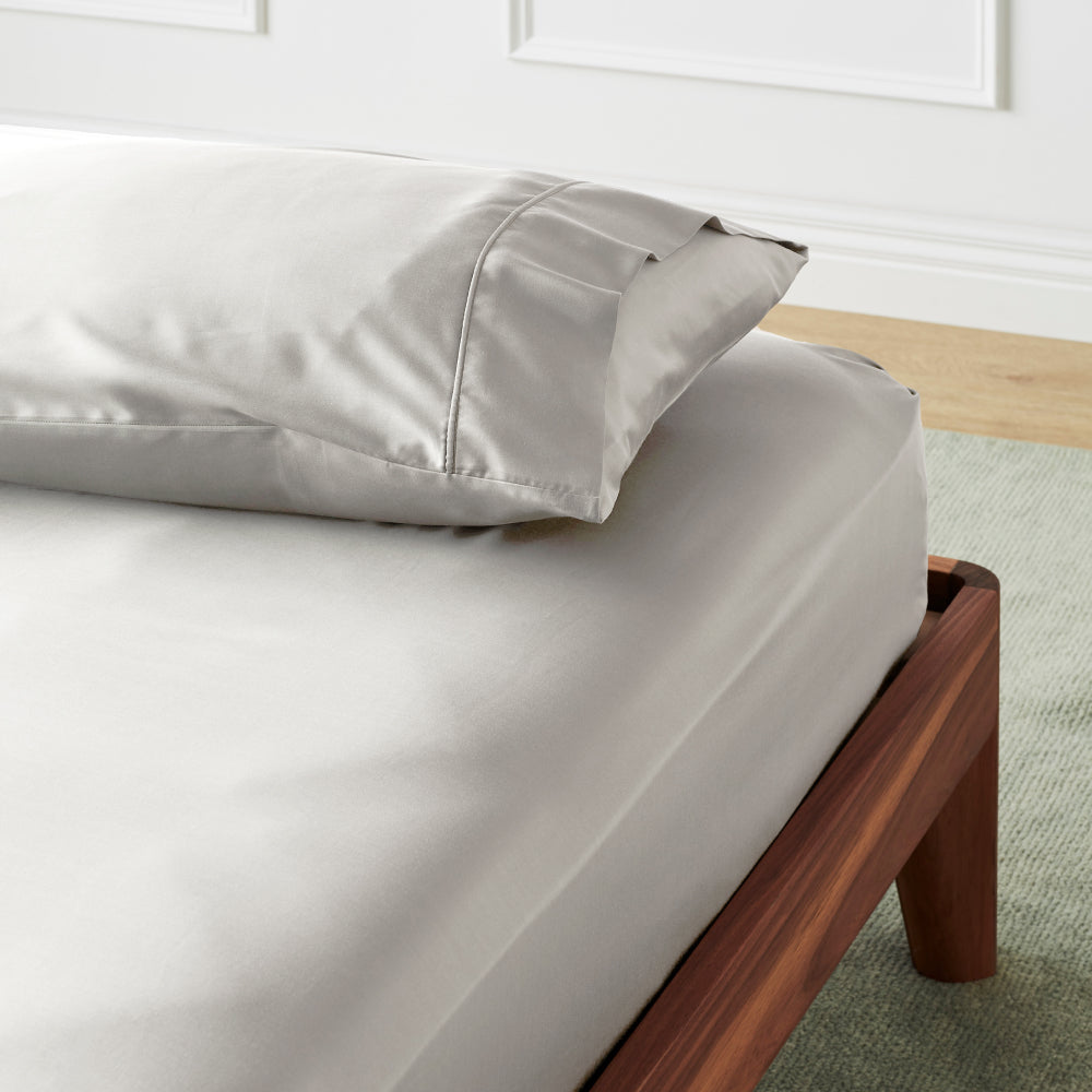 Moon | Signature Sateen Fitted Sheet Made with 100% Organic Bamboo #Color_moon