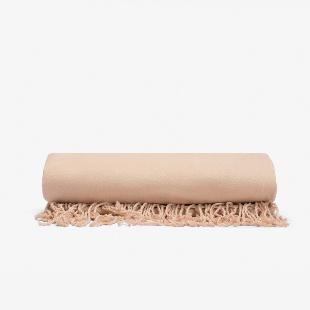 Oat | Woven Throw Blanket made of 100% Vegan Cashmere #Color_oat