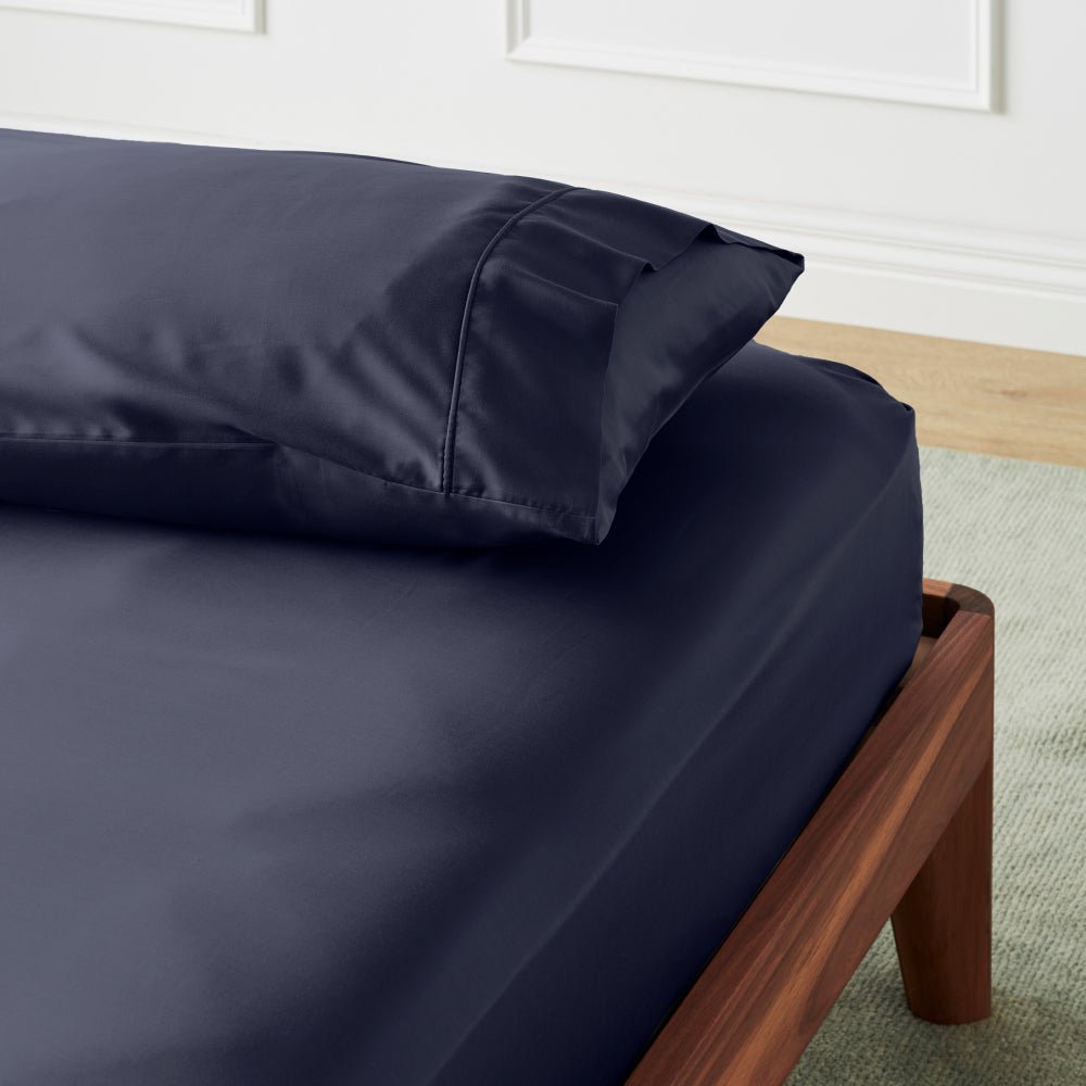 Ocean | Sateen+ Fitted Sheet Made with 100% Organic Bamboo #Color_ocean