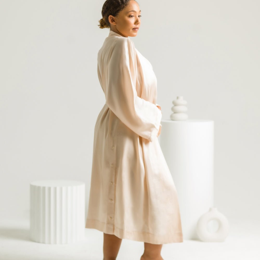 Oat | Signature Sateen Robe Made With 100% Organic Bamboo #Color_oat