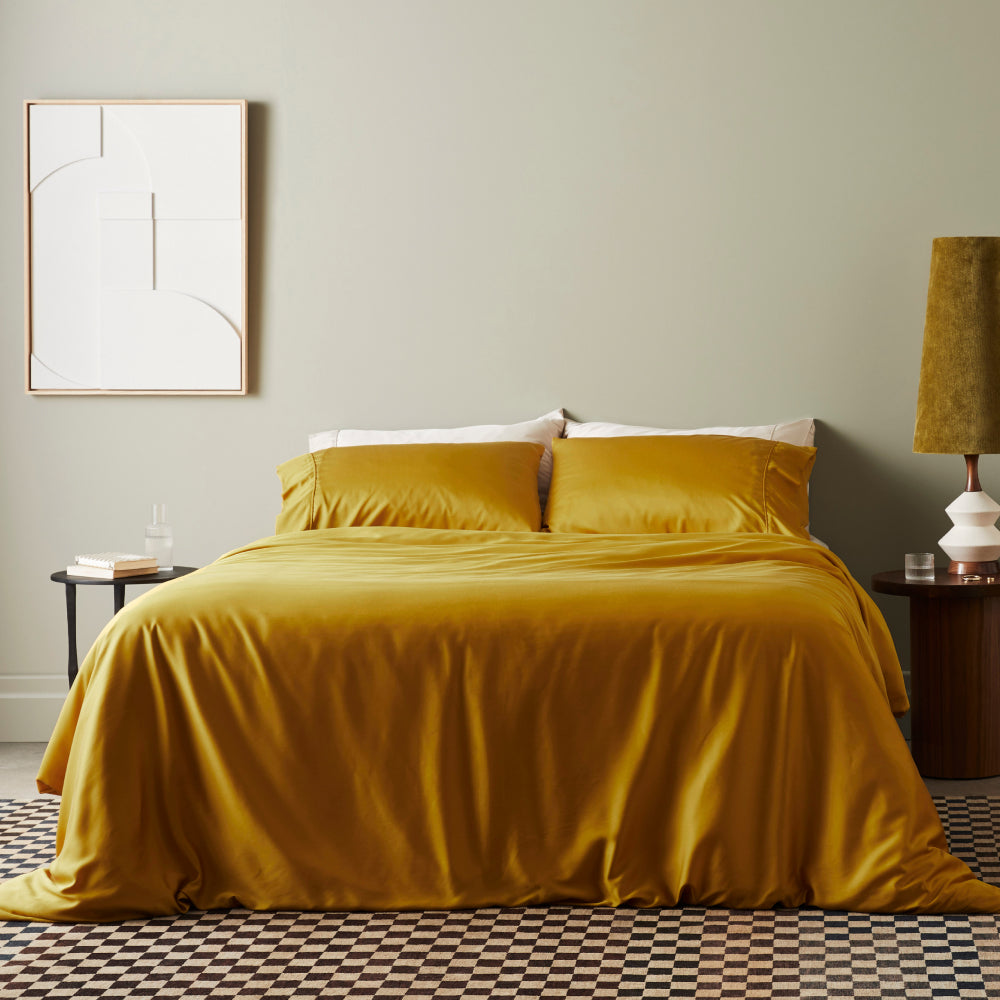 Saffron | Signature Sateen Duvet Cover Made with 100% Organic Bamboo #Color_saffron