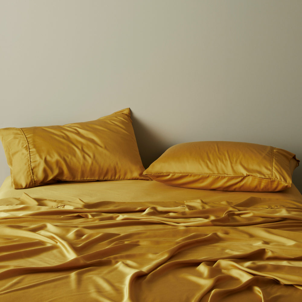 Saffron | Signature Sateen Pillowcase Set Made With 100% Organic Bamboo #Color_saffron