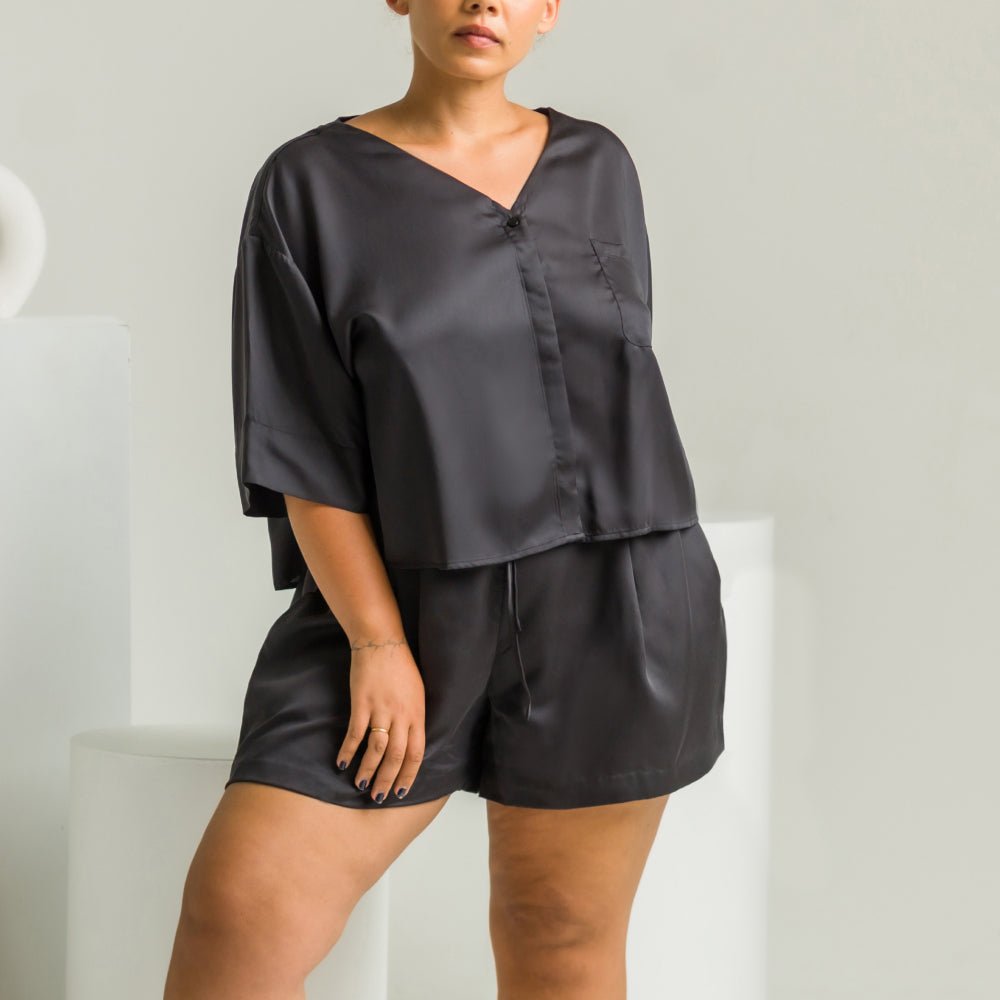 Onyx | Signature Sateen Shorts Made With 100% Organic Bamboo  #Color_onyx