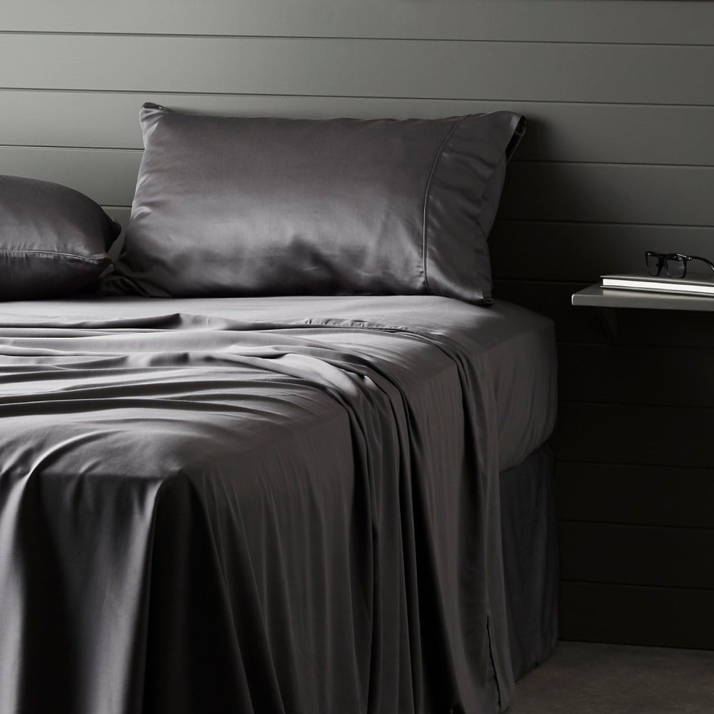 Slate | Sateen+ Fitted Sheet Made with 100% Organic Bamboo #Color_slate