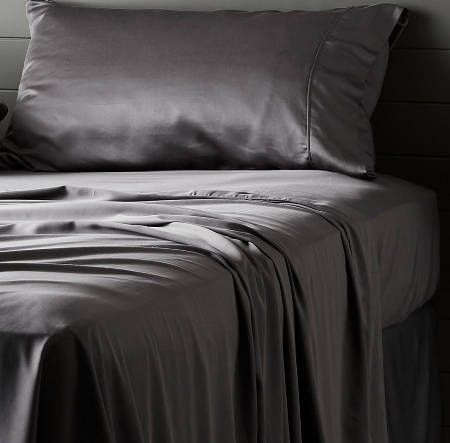Slate | Signature Sateen Fitted Sheet Made with 100% Organic Bamboo #Color_slate