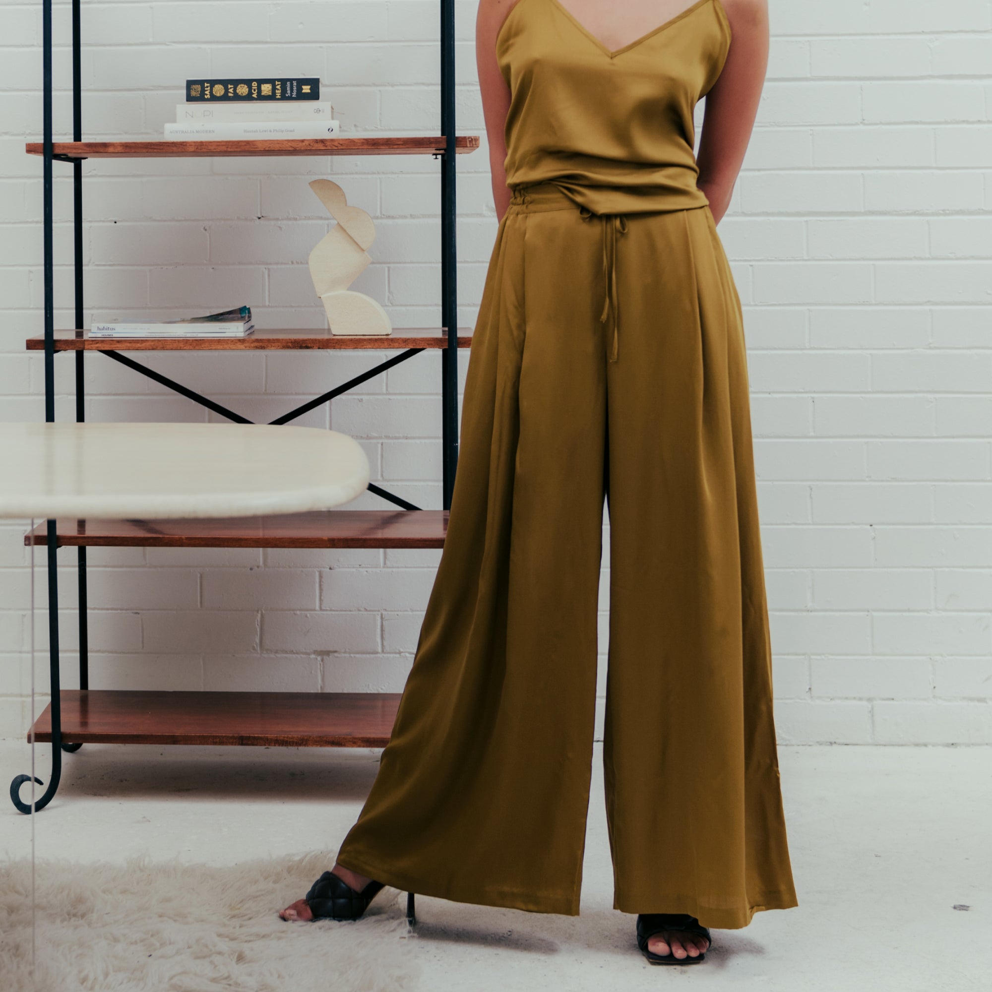 Chamomile | Signature Sateen Wide Leg Pant Made With 100% Organic Bamboo #Color_chamomile