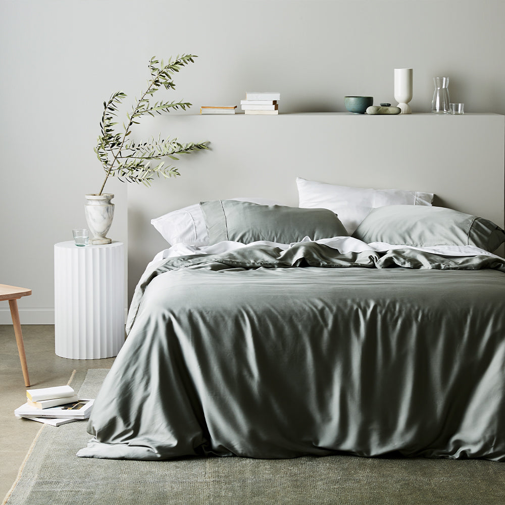 Sage | Signature Sateen Duvet Cover Made with 100% Organic Bamboo #Color_sage