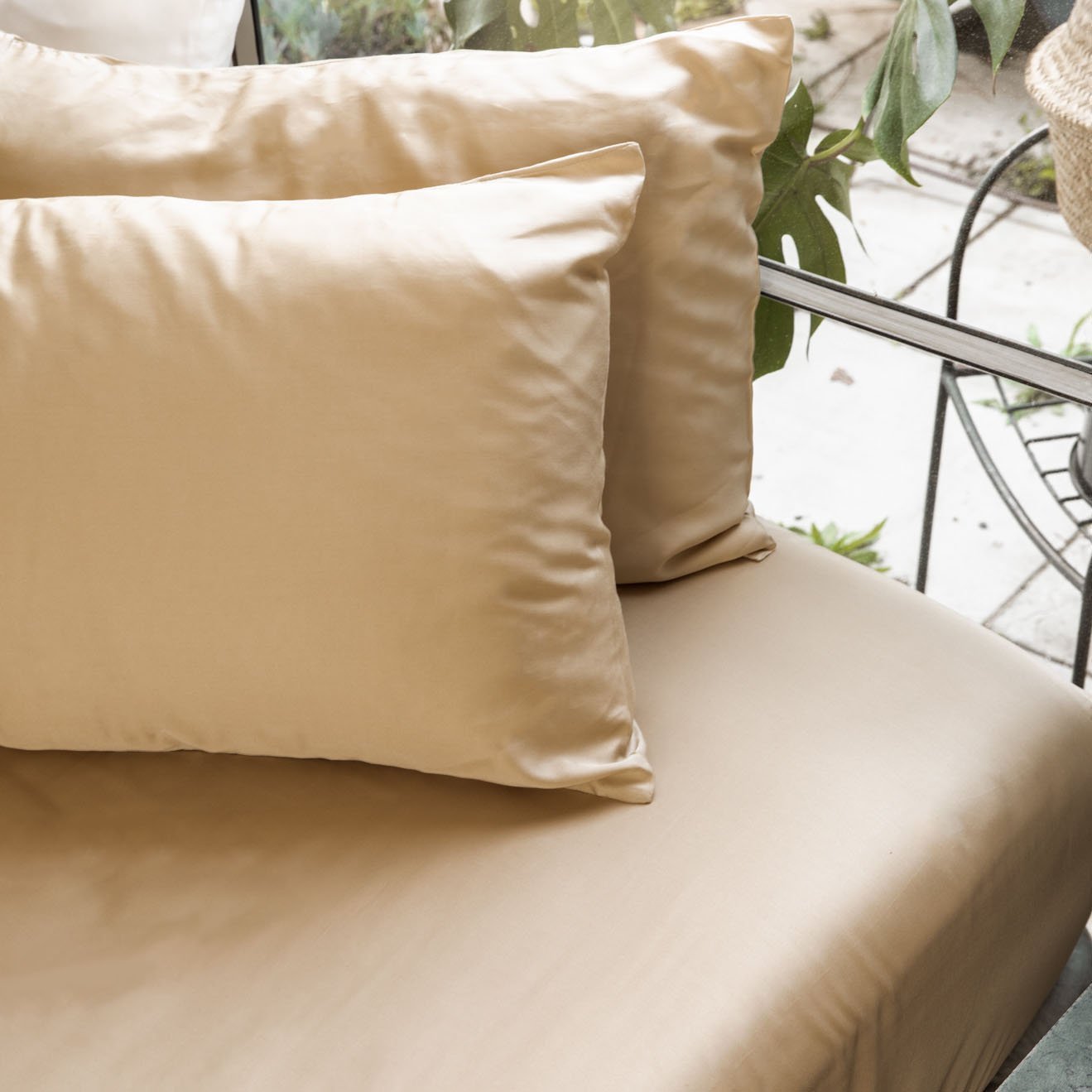 Earthen Sand | Signature Sateen Fitted Sheet Made with 100% Organic Bamboo #Color_earthensand #Color_earthensand