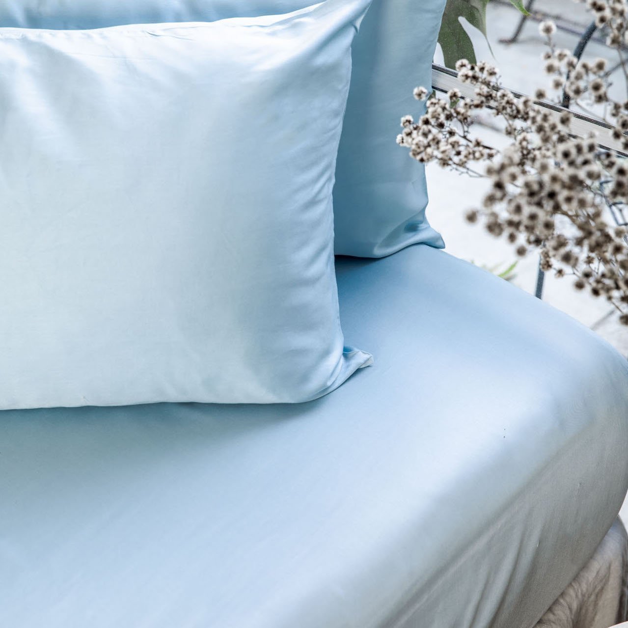 Starlight Blue | Signature Sateen Fitted Sheet Made with 100% Organic Bamboo #Color_starlightblue